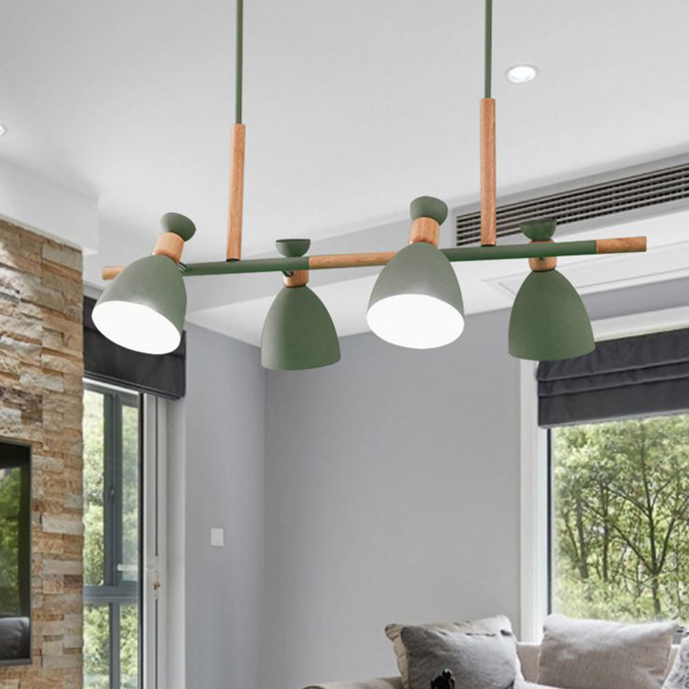 Valentina Lampade a Sospensione Nordico Corda Legno Bianco/Verde/Grigio