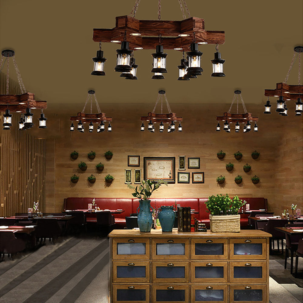 Epoch Lampade a Sospensione Retro Elegante Noce Metallo Legno Sala da Pranzo