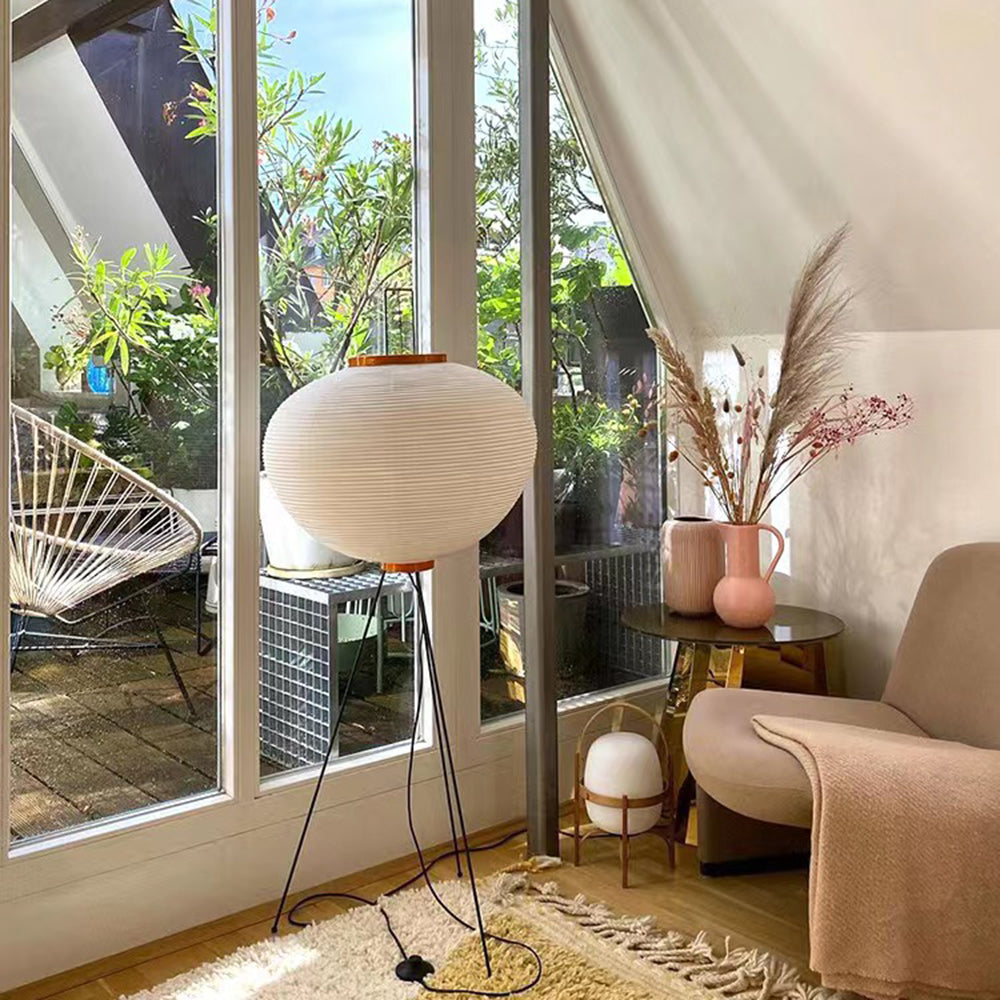 Ritta Moderne Minimalista Treppiede Lanterna Carta Lampade da Terra Bianco
