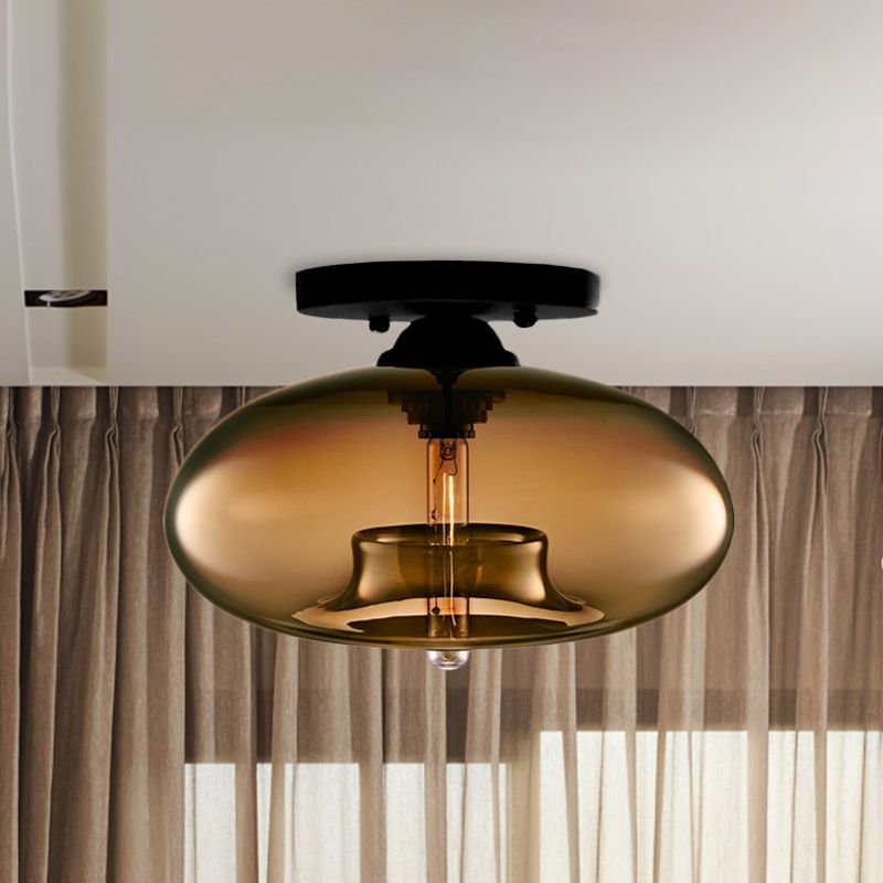 Arisha Industriale Arte Deco Globo Metallo Vetro Plafoniere Soggiorno