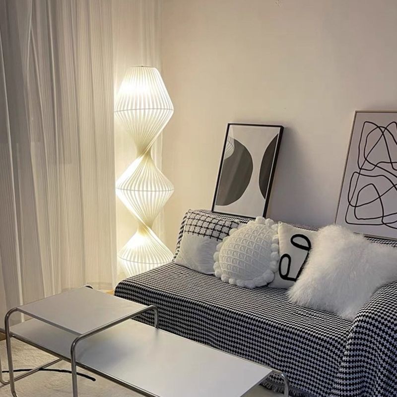 Ritta Moderne LED Lampade da Terra Tessuto/Metallo Bianco Salotto
