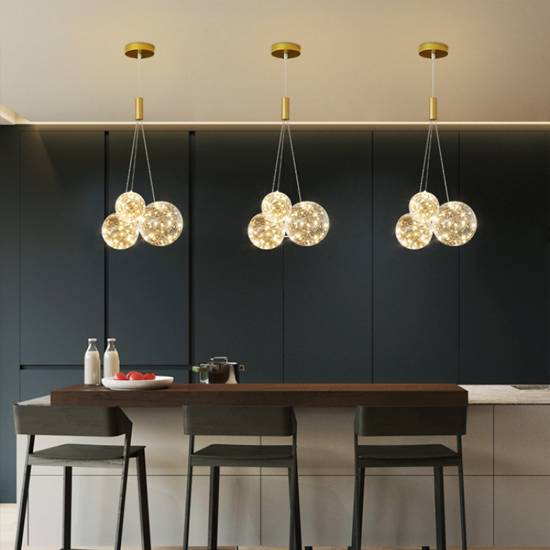 Valentina Moderni LED Lusso Lampade a Sospensione Vetro Ore Sfera Globo LED 3/5/9/15 Luci