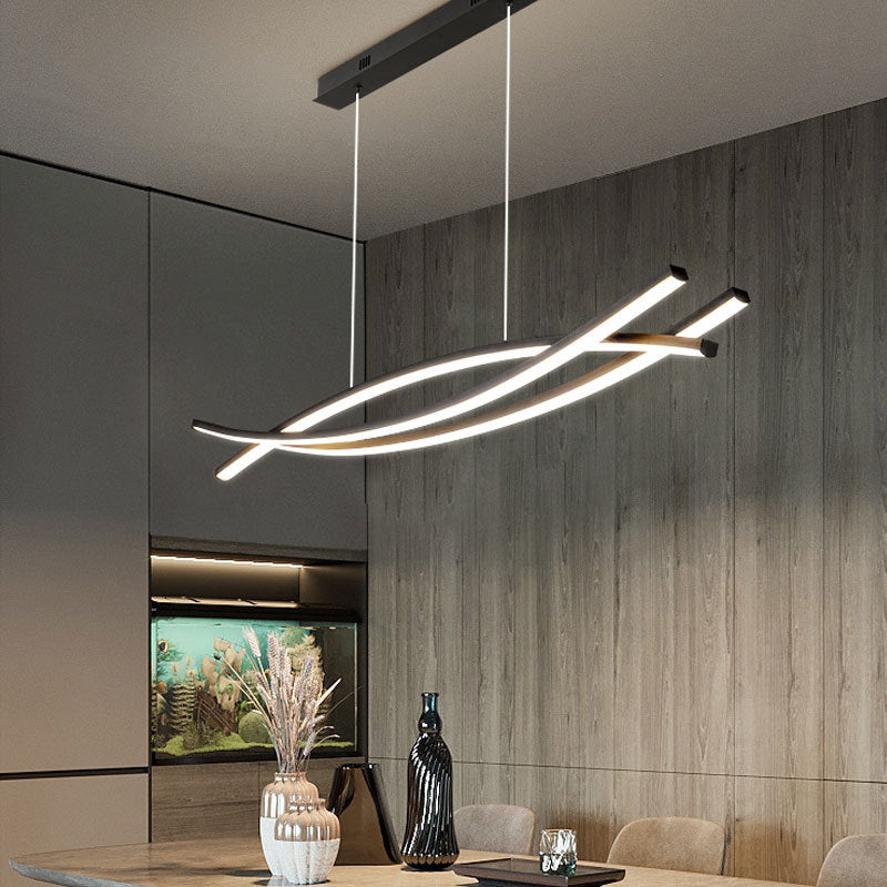 Louise Moderna LED Lineare Lampade a Sospensione Metallo Nero Soggiorno/Camera da Letto