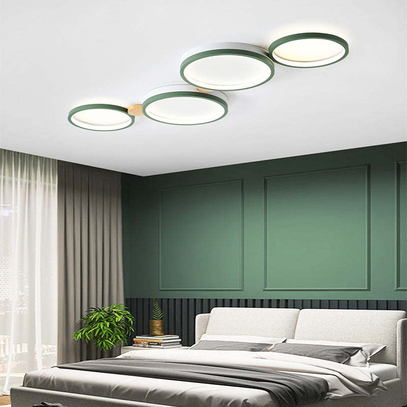 Arisha Minimalismo LED Plafoniera Bianco Rotonda Metallo Legno Soggiorno/Camera da Letto/Sala da Pranzo