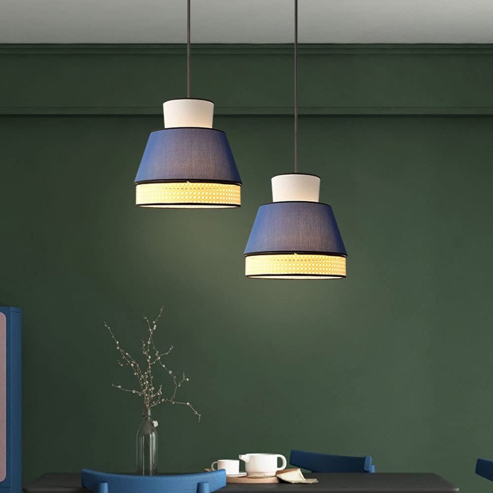 Ritta Tessuto/Rattan Lampada a Sospensione Dia 40/50CM Metallo/PVC