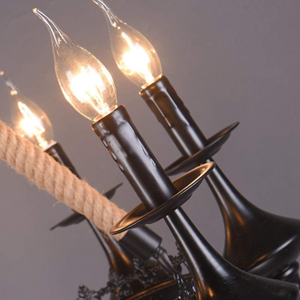 Epoch Vintage Metallo/Corda LED Lux Lampadario Nero Soggiorno/Sala da Pranzo/Bar