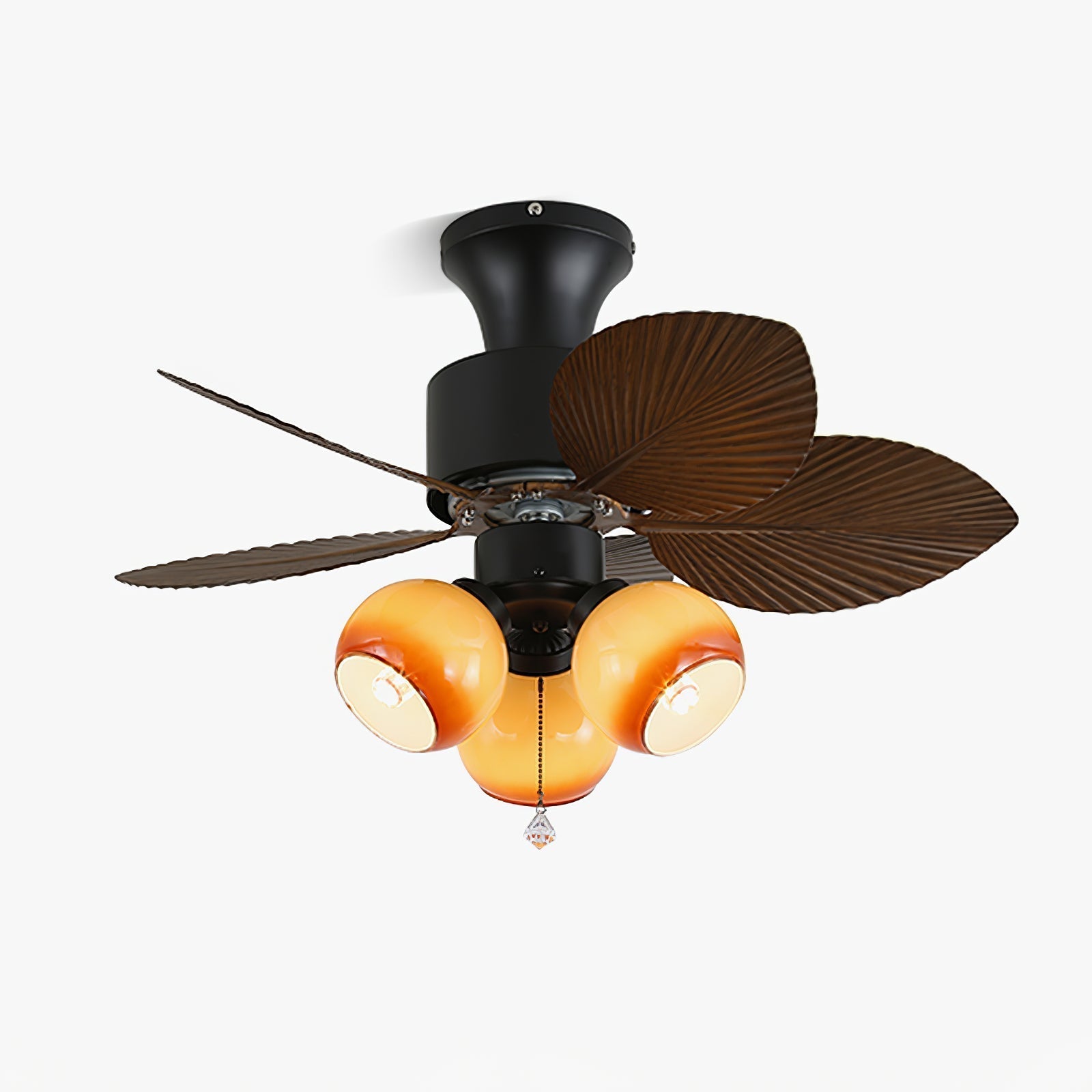 Ventilatore da soffitto Liora Tropicale con luce in vetro, finitura Noce.