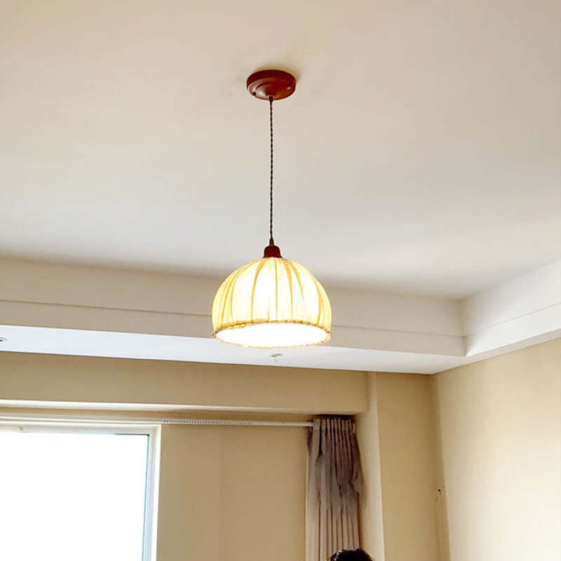 Arisha Vintage LED Minimalismo Lampada a Sospensione Tessuto Beige Ciondolo Soggiorno/Camera da Letto