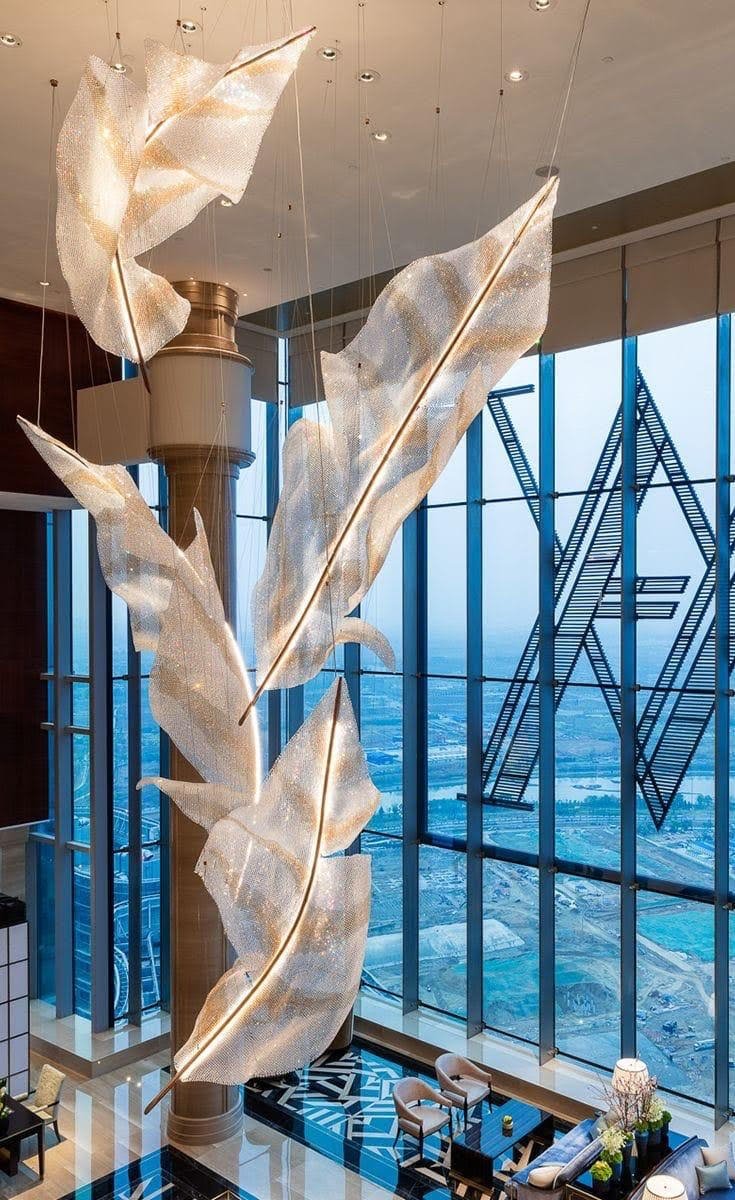 Zeshaen Individual Creativity Falling Leaves Glass Chandelier - Blowlighting
