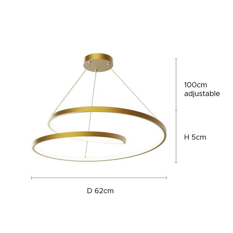 Arisha Moderno LED Cerchio Curvo Lampade a sospensione Metallo Nero/Oro Soggiorno/Camera da Letto