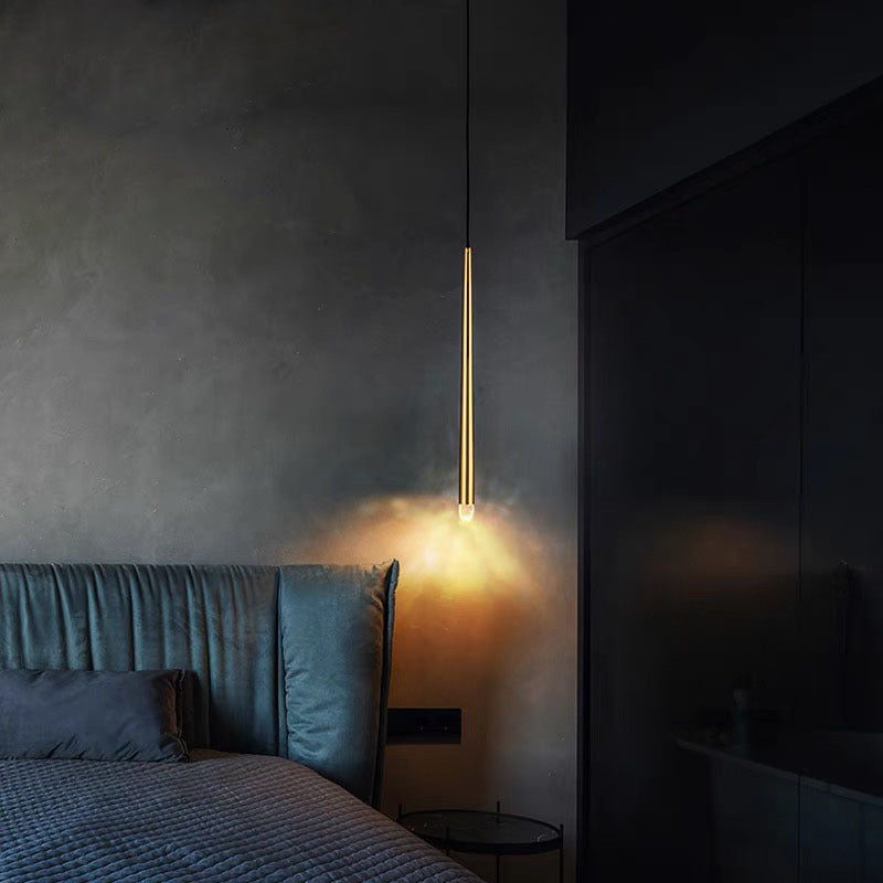 Carr Moderna LED Minimalismo Lampada a Sospensione Metallo Oro Lineare Soggiorno