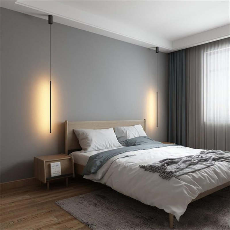 Arisha Minimalista Lampada a Sospensione Metallo/Acrilico Nero Lineare
