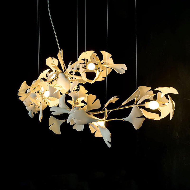 Olivia Lampada a Sospensione Ceramica Grande Foyer Foglia Gingko Soggiorno Lusso