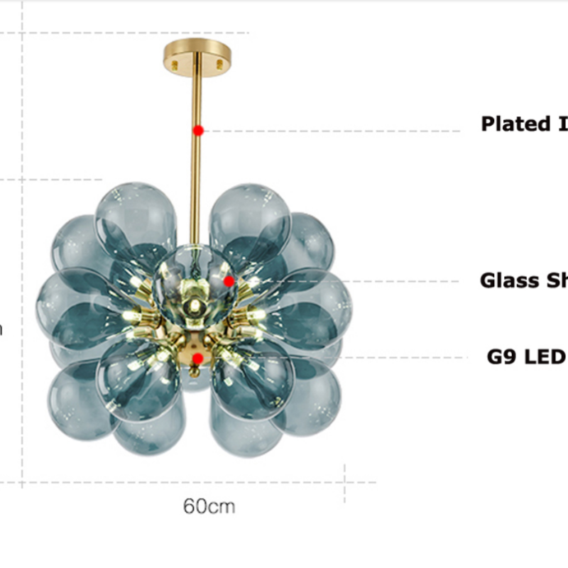 Valentina Design LED Lampade a Sospensione Bolla Vetro Blu/Bianco/Viola
