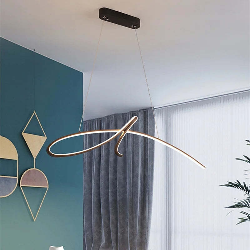 Arisha Lampade a Sospensione Curva Irregolare Moderno Metallo Nero/Oro Ristorante