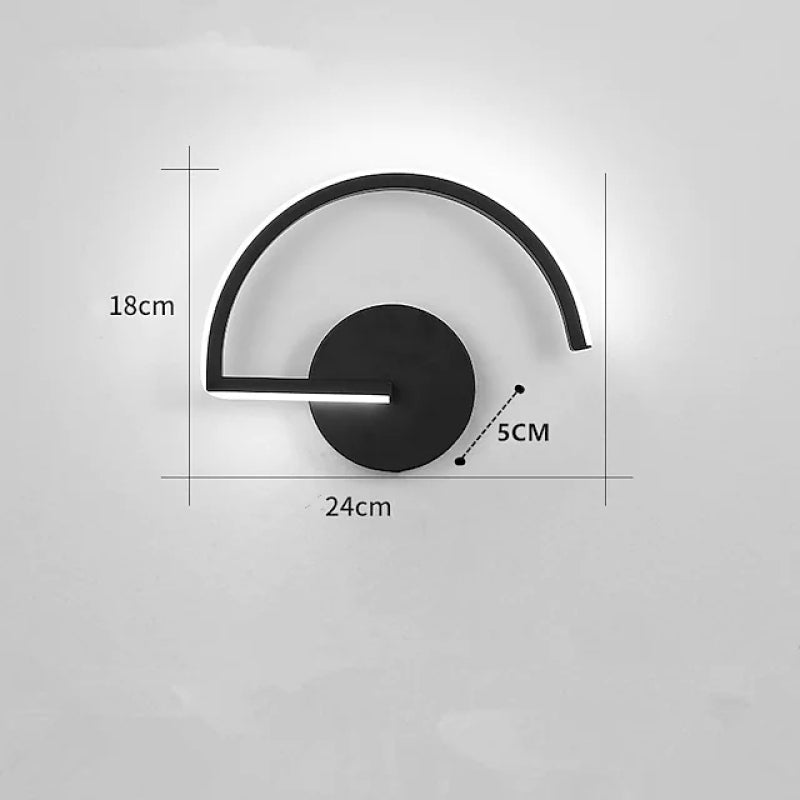 Arisha Minimalista Lineare LED Semicircolare Metallo Applique Nero/Bianco Soggiorno/Camera da Letto