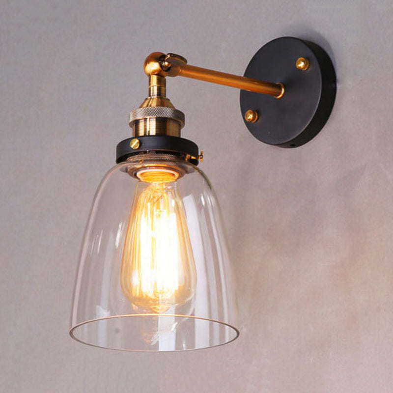 Epoch Vintage Industriale LED Applique Metallo Vetro Nero Soggiorno/Camera da Letto