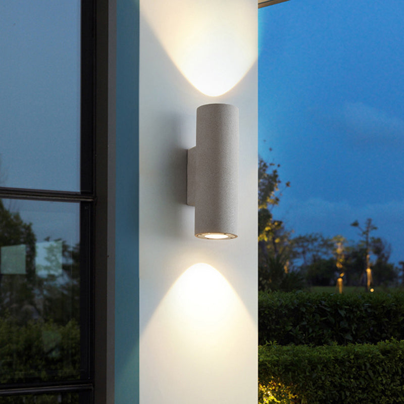 Ray Moderne LED Lampade da Esterno Cilindro Doppio Testa Cemento Nero/Bianco
