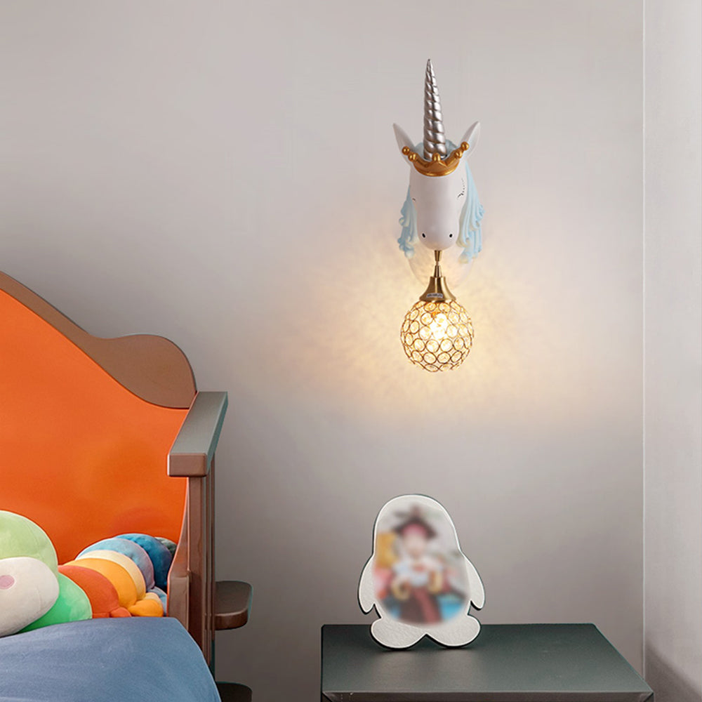 Arisha Design LED Decorativo Rosa Blu Unicorno Applique Camera da Letto