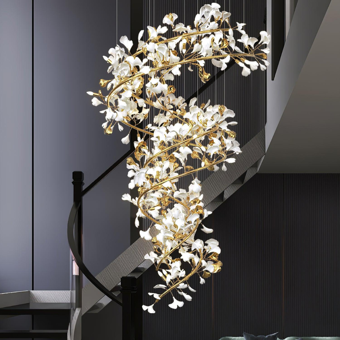 Olivia Design Bellissimo LED Lampade a Sospensione Spirale Ginkgo Biloba Metallo Ceramico  Soggiorno/Camera da Letto