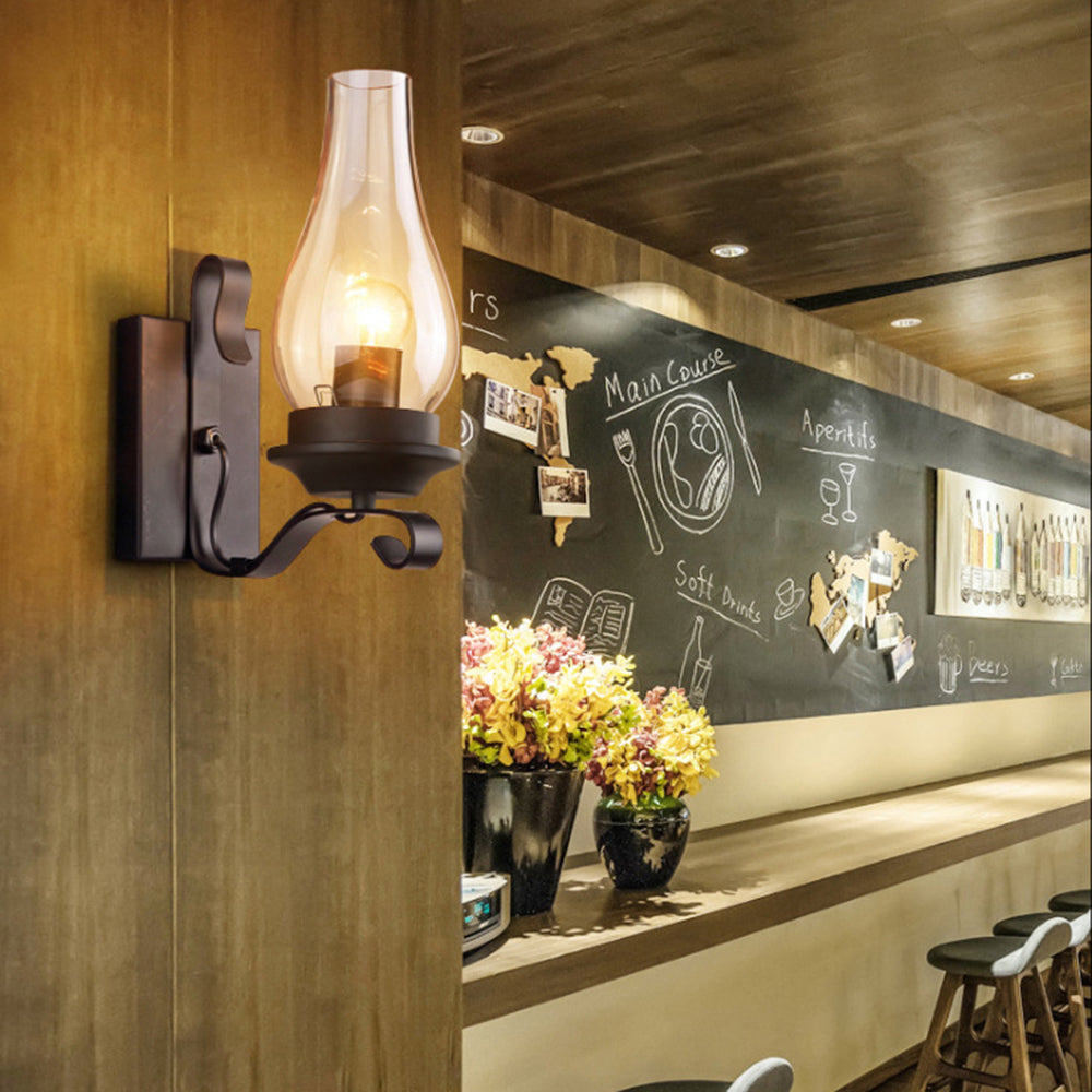 Silva Vintage LED Candela Applique Metallo/Legno Soggiorno