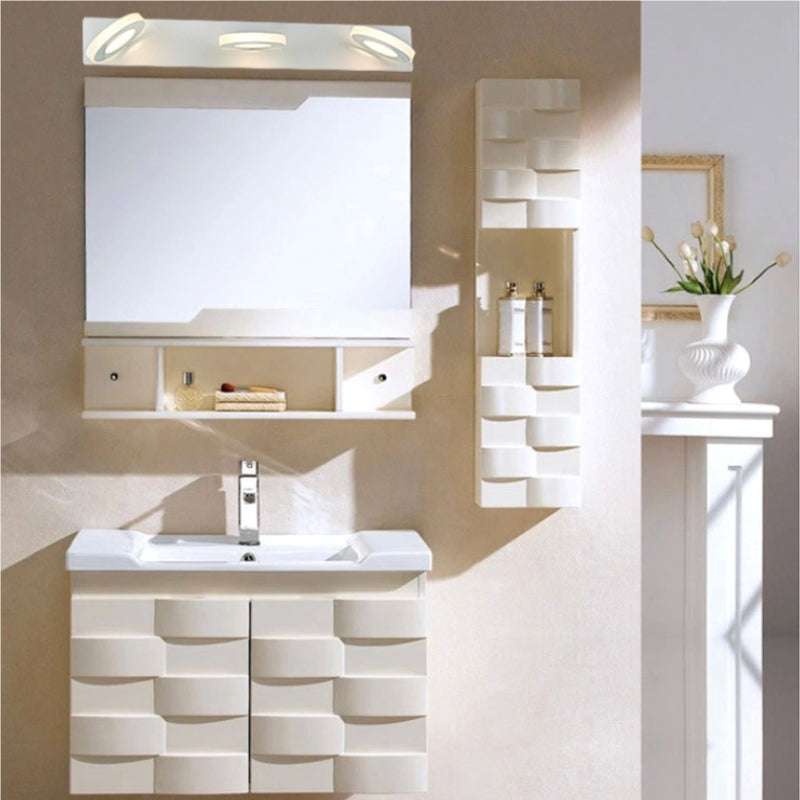 Arisha Design Minimalismo LED Applique Metallo Acrilico Bianco Rotondo Specchio Bagno