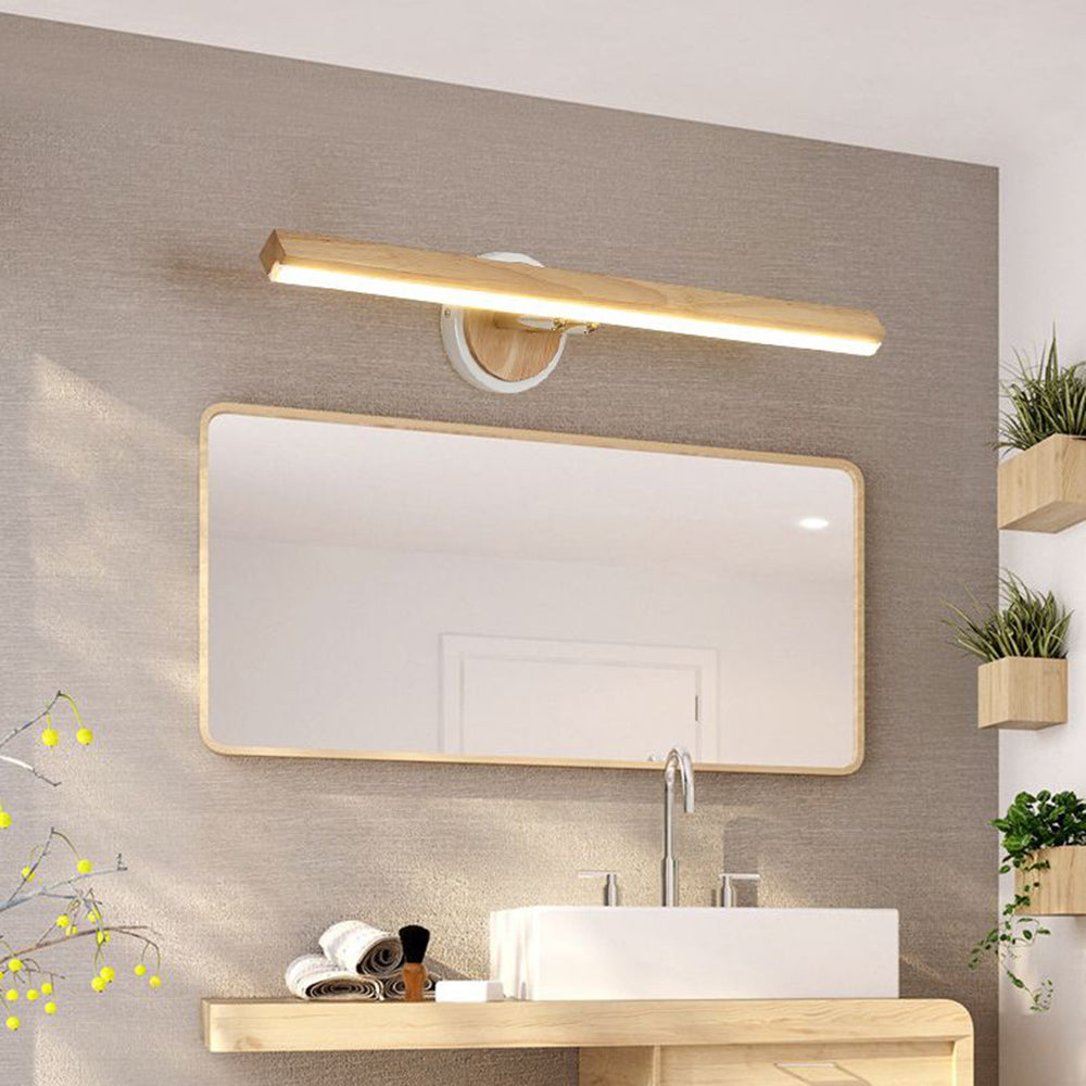 Muto Moderno LineareLED Applique Legno Specchio Bagno/Soggiorno/Camera da Letto