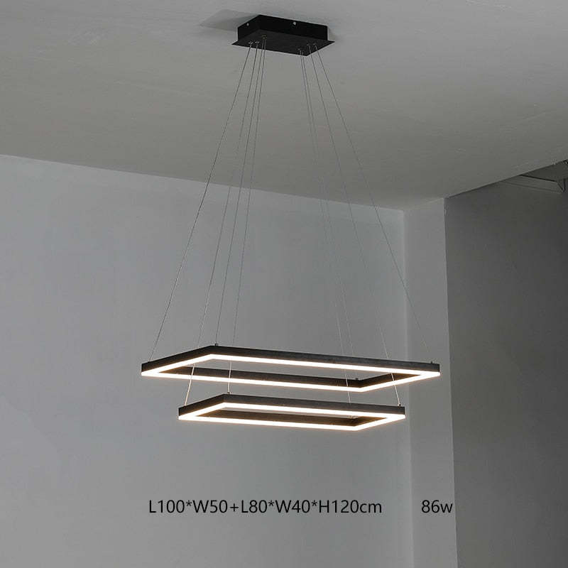 Bouvet Moderno LED Lampada a Sospensione 5 Stratificato Nera Soggiorno/Camera da Letto