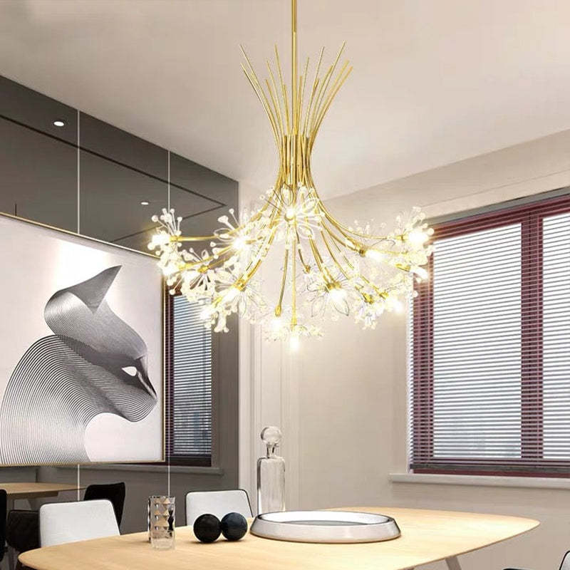 Lily Moderna Arte Deco Lampada a Sospensione Sputnik Metallo/Acrilico Nero/Oro