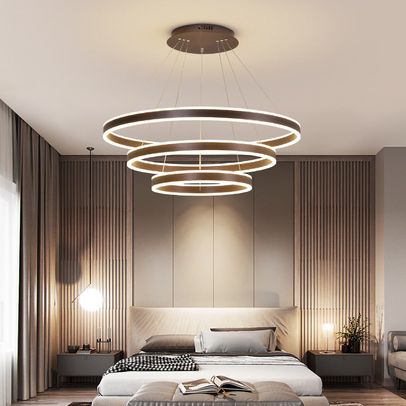 Arisha LED Lampada a Sospensione Caffè 3 Anelli Moderna Minimalista