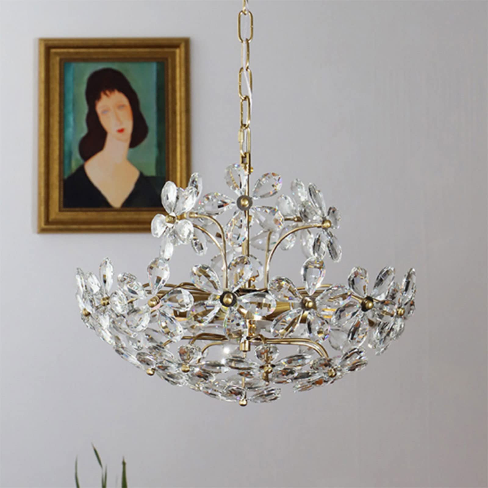 Arisha Retro Oro Fiore Cristallo Lampade a sospensione Soggiorno