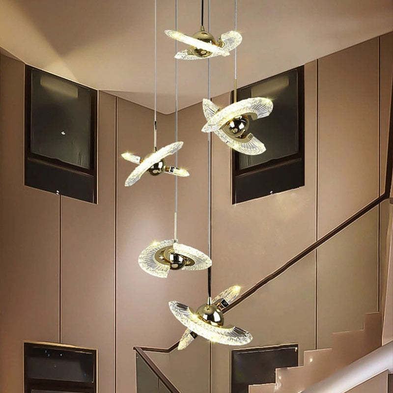 Kristy Design Lusso LED Lampada a Sospensione Metallo Acrilico Oro Soggiorno/Camera da Letto
