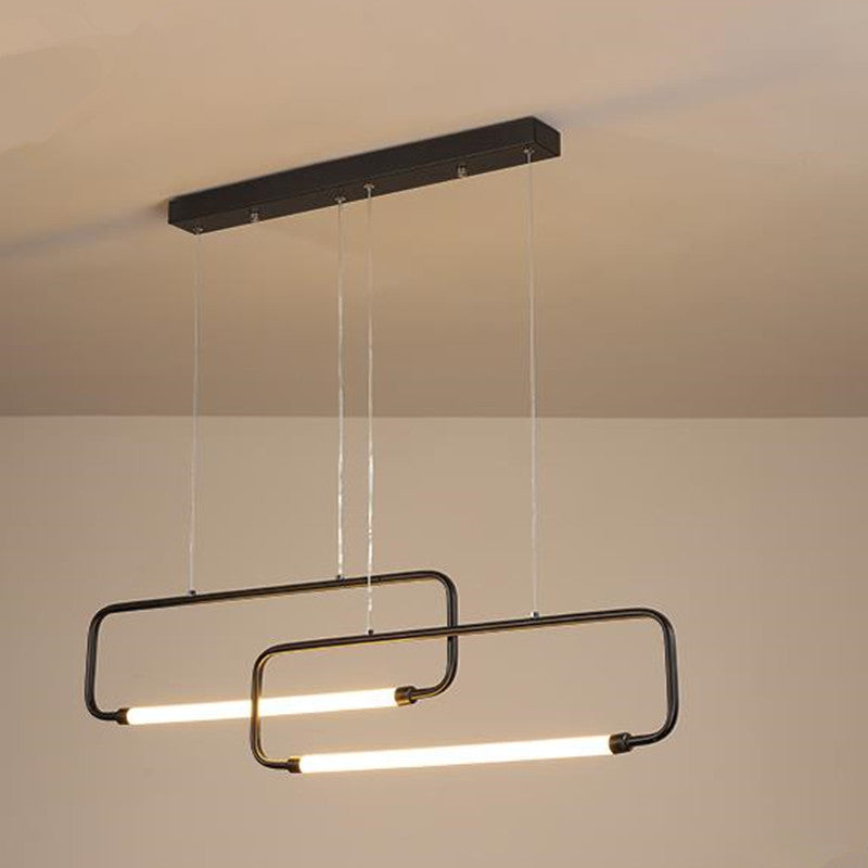Bouvet Minimalismo LED Doppio Rettangolare Lampada a Sospensione Metallo/Acrilico Nero/Oro Soggiorno/Camera da Letto