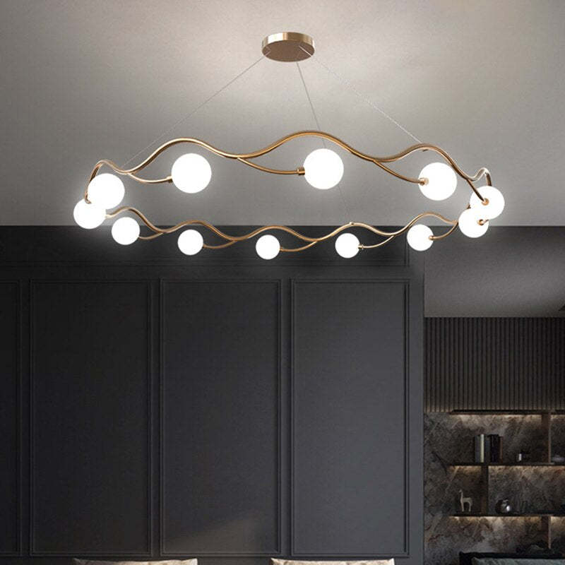 Valentina Moderno LED Elegante Lampada a Sospensione Metallo Vetro Bianco Oro Soggiorno/Camera da Letto