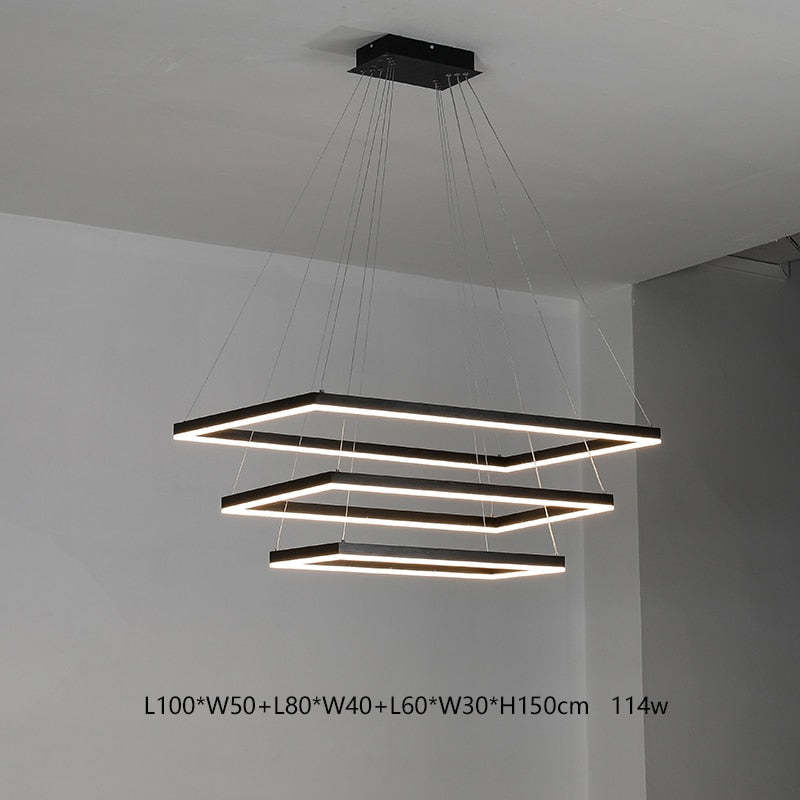 Bouvet Moderno LED Lampada a Sospensione 5 Stratificato Nera Soggiorno/Camera da Letto