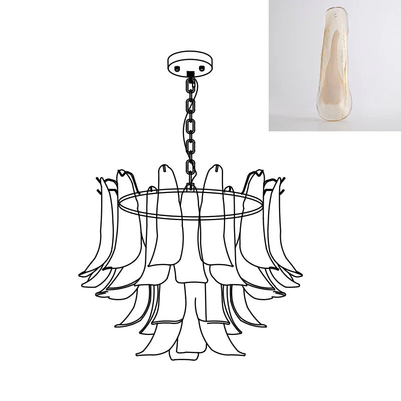 Aurora Chandelier Murano Glass Leaf Golden - Blowlighting