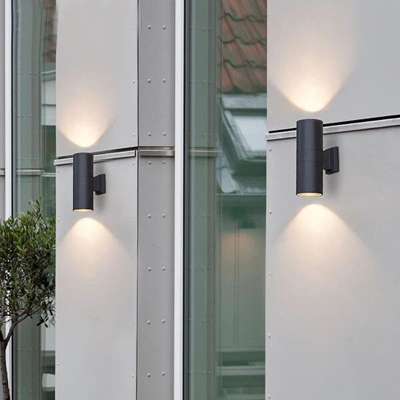 Ray Moderne LED Lampade da Esterno Metallo Nero Doppio-Luci Minimalista