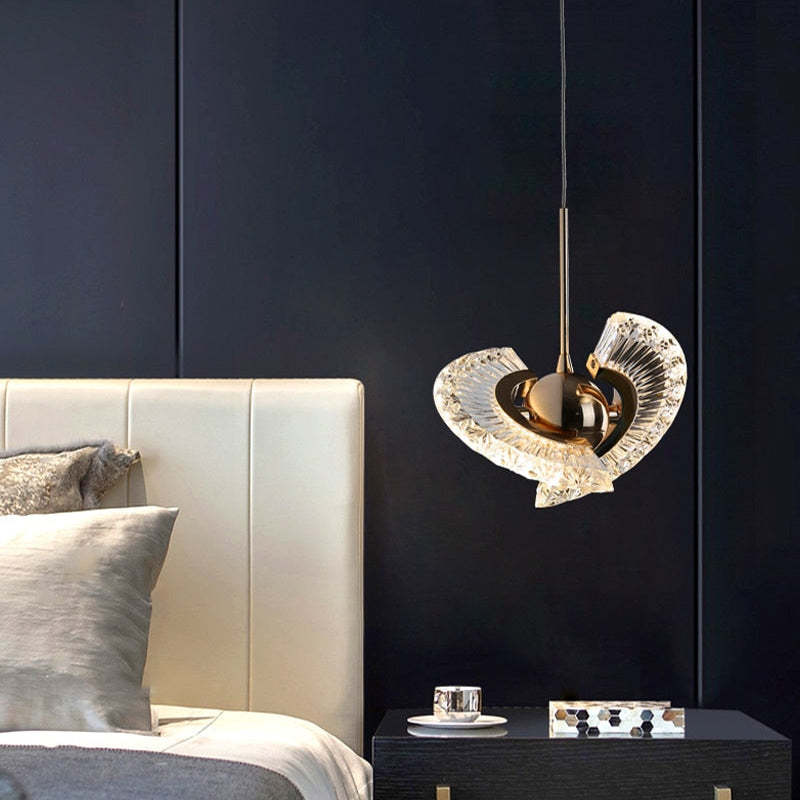 Kristy Design Lusso LED Lampada a Sospensione Metallo Acrilico Oro Soggiorno/Camera da Letto