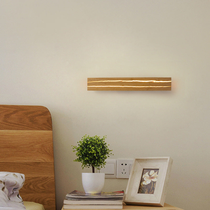Muto Vintage Rettangolo LED Metallo Legno Applique Camera da letton Soggiorno