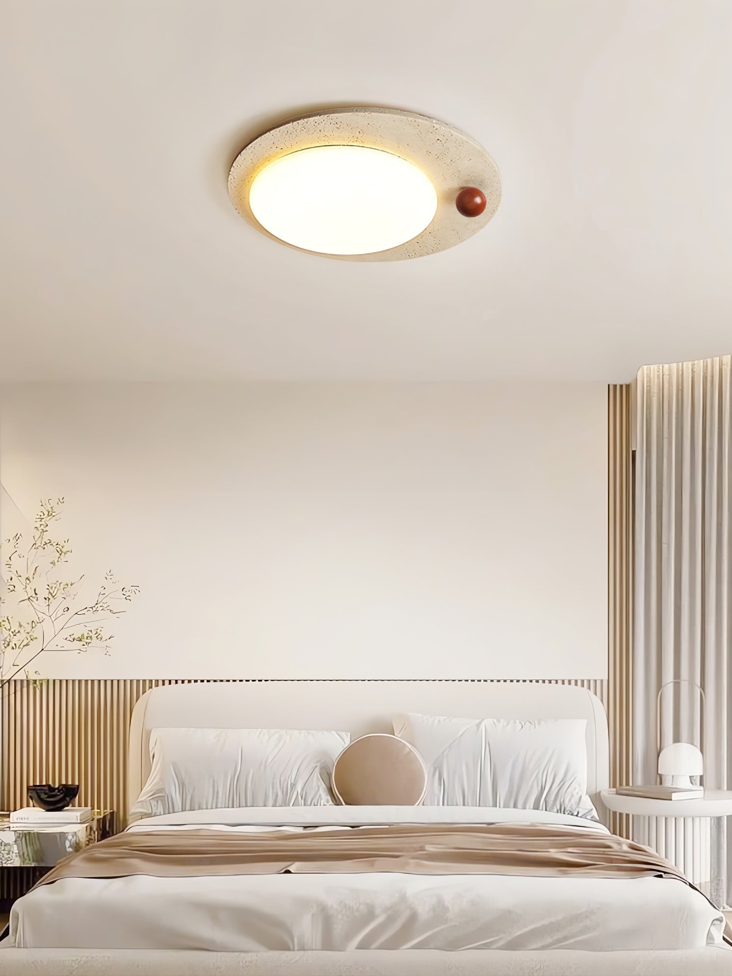 Circular Travertine Ceiling Light - Neutralighting