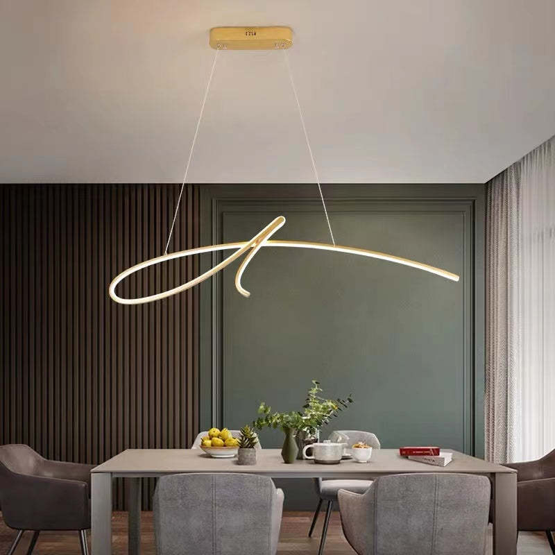 Arisha Lampade a Sospensione Curva Irregolare Moderno Metallo Nero/Oro Ristorante