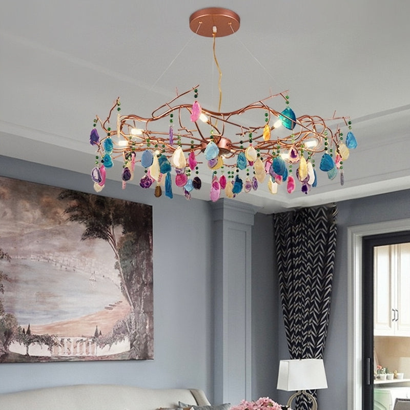 Valentina Arte Deco Agate Pietra Lampade a Sospensione Soggiorno