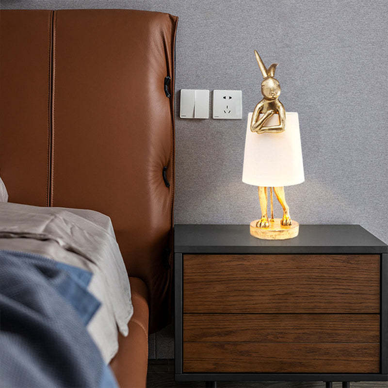 Alice Moderna Coniglio Balletto LED Lampada da Tavolo Bianco/Oro Camera da Letto/Soggiorno