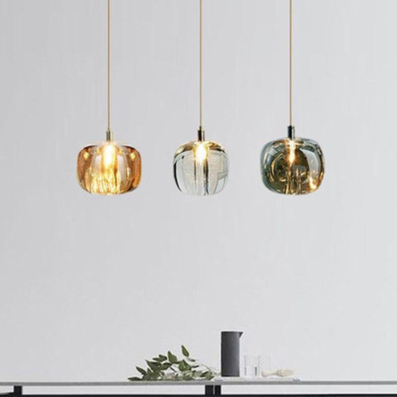 Hailie LED Lampada a Sospensione Vetro Ambra/Chiaro/Grigio Bolla Moderna