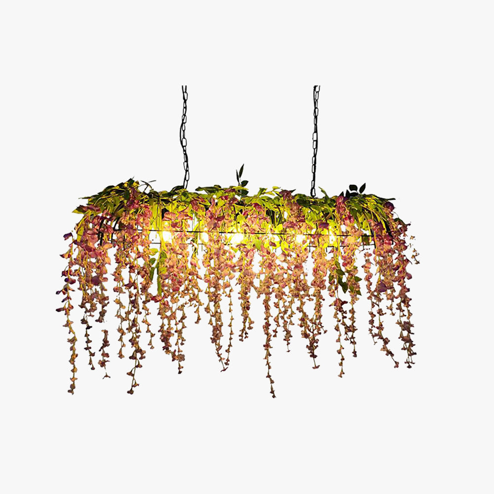 Ritta Arte Rettangolare Verde Fiore Metallo Lampade a Sospensione