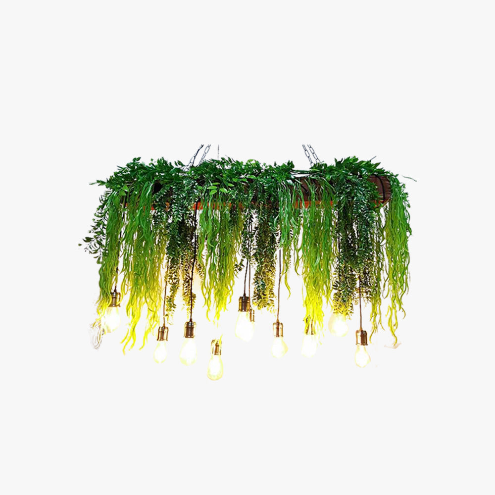 Ritta Decorativa Naturale Rettangolare Metallo Verde Pianta Lampade a Sospensione