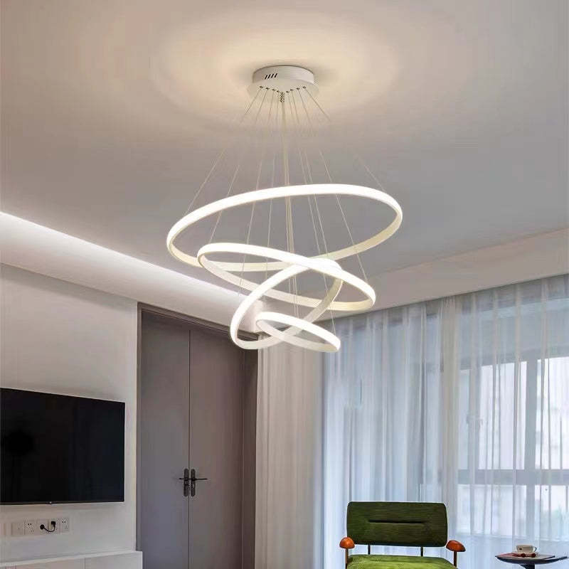 Arisha Design LED Lampada a Sospensione Metallo/Silicone Anello Moderna 2/3/4 Anelli