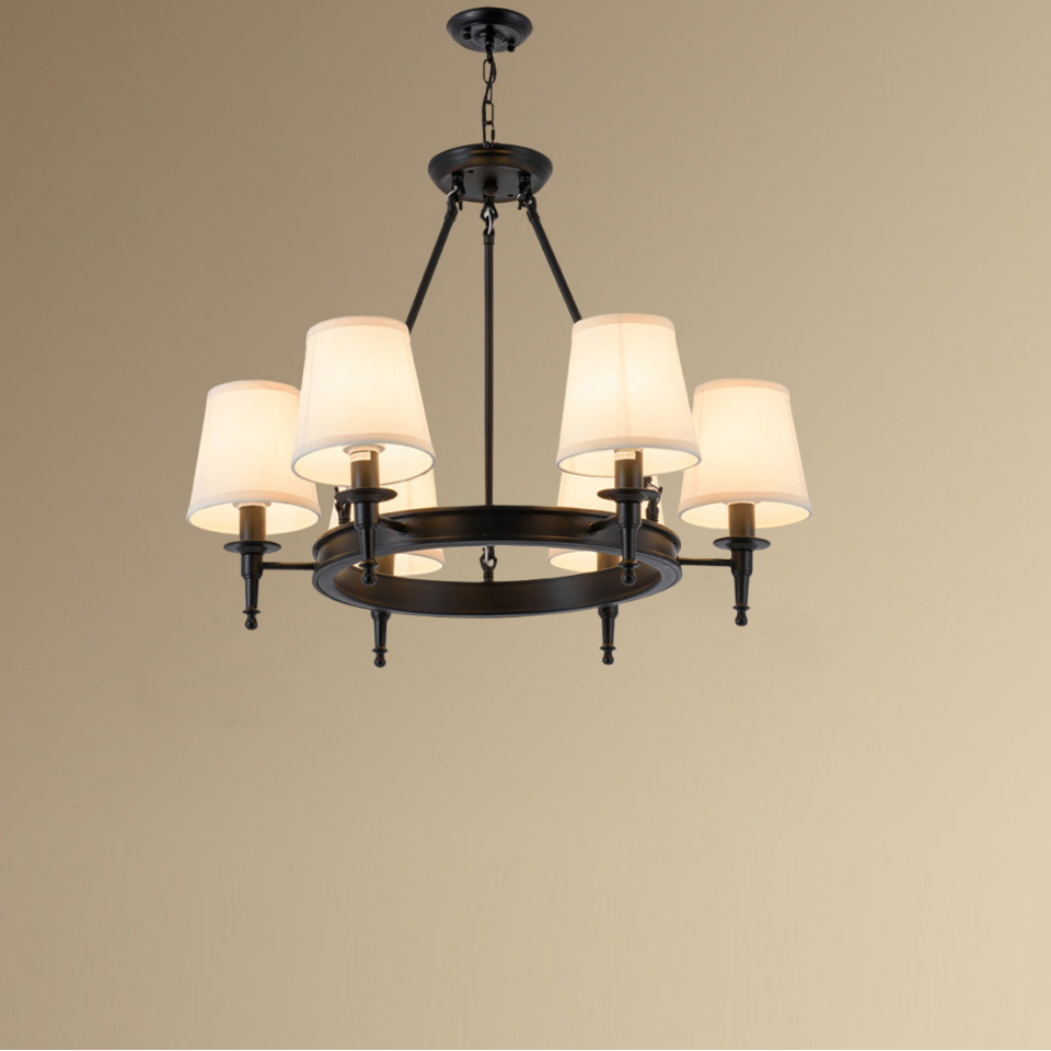 Alessio Vintage Industriale LED Lampade a Sospensione Metallo Tessuto Nero/Marrone Sala da Pranzo