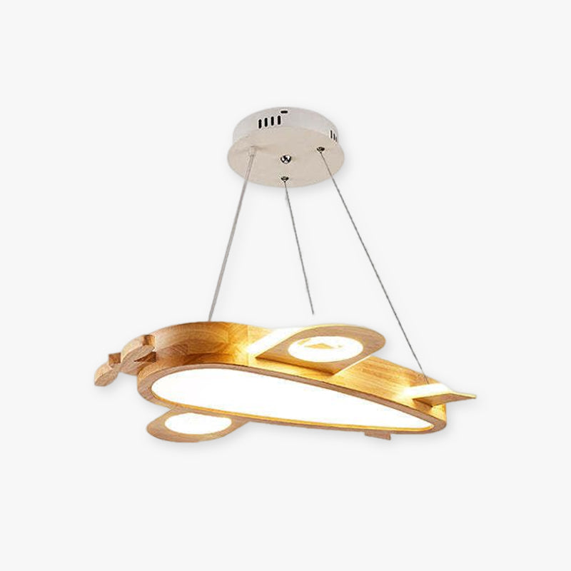 Minori Moderno Naturale Creativo DIY Bambini Aereo Forma Acrilico Lampade a Sospensione Legno