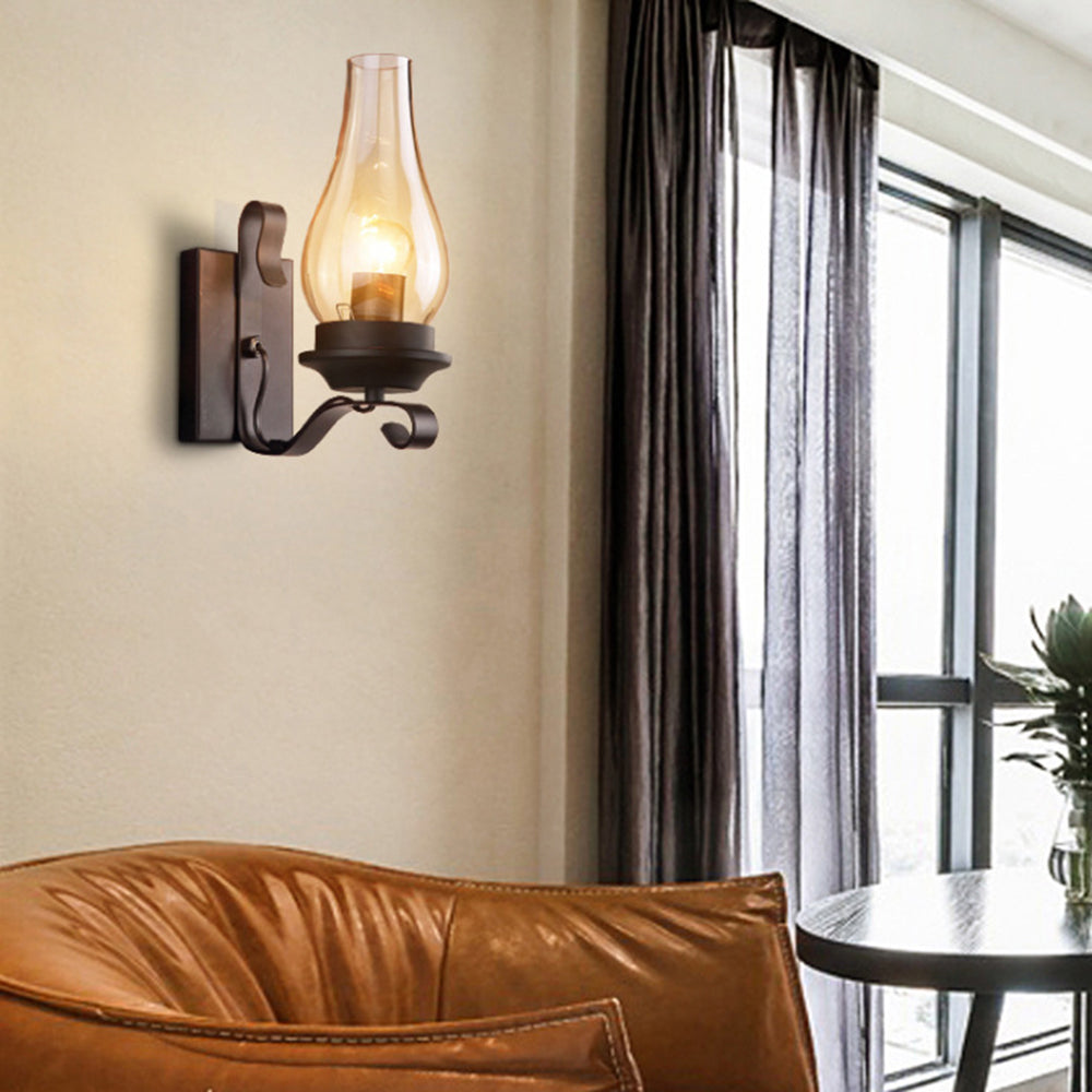 Silva Vintage LED Candela Applique Metallo/Legno Soggiorno